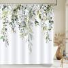 Green Plant Leaves Print Shower Curtains Watercolor Boho Floral Waterproof Morden Bathroom Bathtub Curtain Room Decor With Hooks