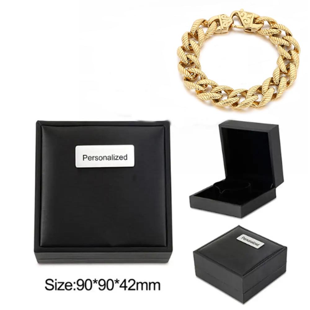 

KALEN 16mm Wide Stainless Steel Link Chain Bracelet for Men Vintage Totem Twisted Jewelry Personalized Accessory Golden Gift 21cm