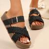 Fashion Summer All-Match Plus Size Slippers for Women 2025 Solid Wedges Slip-On Slippers Women Comfortable Buckle Strap Woman Sandlas
