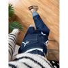Retro Dunkelblaue Jeans für Damen Frühling Herbst Süße Spitze Schleife Jeans Weiblich Amerikanischer Stil Gerade Locker Weitbeinige Hose