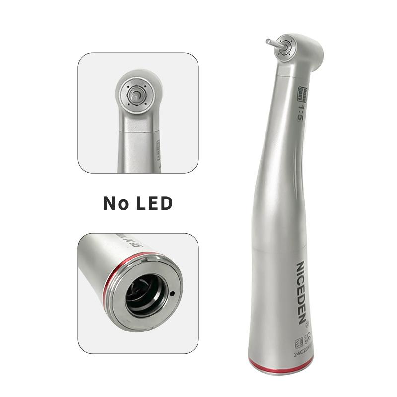 Niceden 1:5 Dental Increasing Fiber Optic Contra Angle Low Speed Handpiece  Push Button E-type Motor