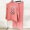 Available 2025: European & American Fashion Embroidered Hollow-Out Suit Jacket & Straight-Leg Pants Set.