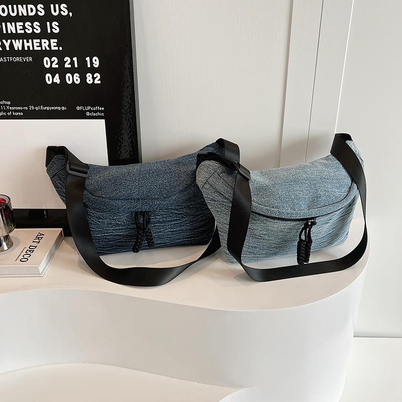 Denim Small Satchel Chest Bag Kvinne Campus Style Crossbody Bag