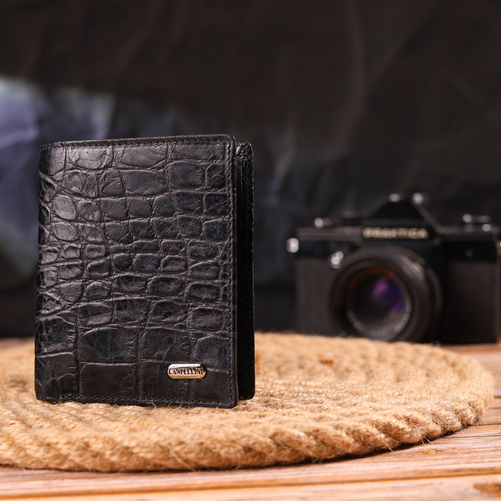 Originální pánská peněženka z pravé texturované kůže CANPELLINI Purse 21502 Black