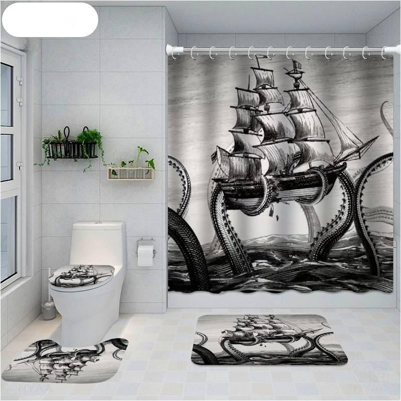 Polyester Shower Curtain With Customizable Artwork And Logo For Bathroom Privacy