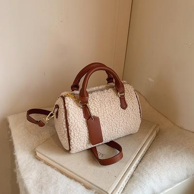Borsa quadrata piccola portatile in lana d'agnello da donna autunno inverno nuova moda trendy borsa a spalla borsa a tracolla testurizzata