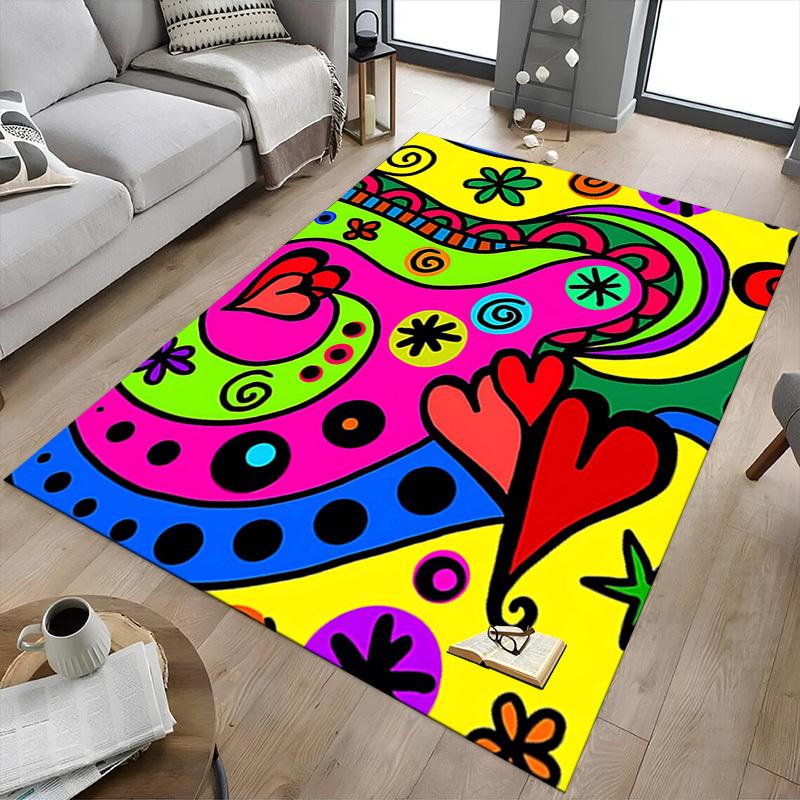 1PC Abstract Art Extra Large Non Slip Floor carpet, Office, family, bedroom, Studio Large Area Rug Indoor Rugs, Vibrant Colors