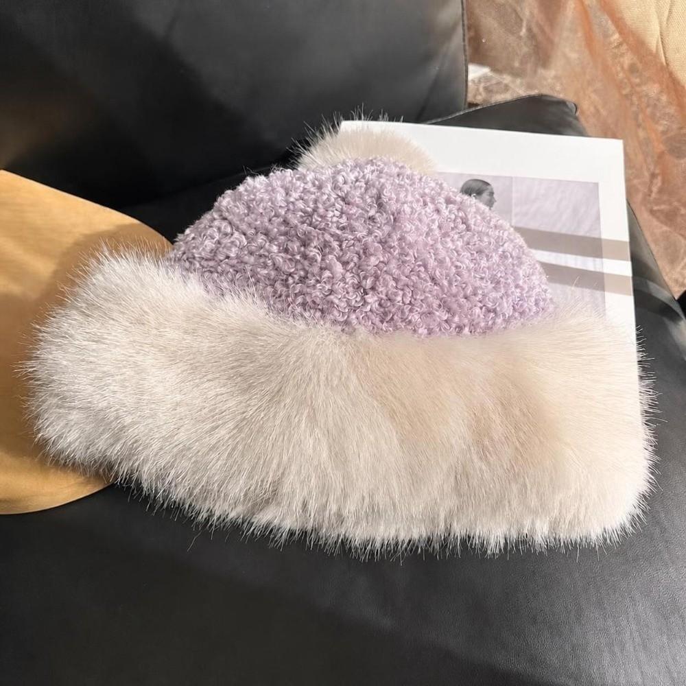 Faux Lambswool Plush Winter Hat Ear Covering Pom Pom Hat Gifts Mongolian Hat  Cold Weather Wear