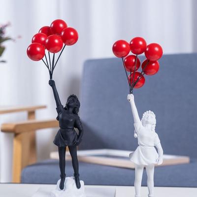Resin Banksy Figurines for Interior Flower Thrower Statue Sculpture Home Desktop Decor Art Collection Objects