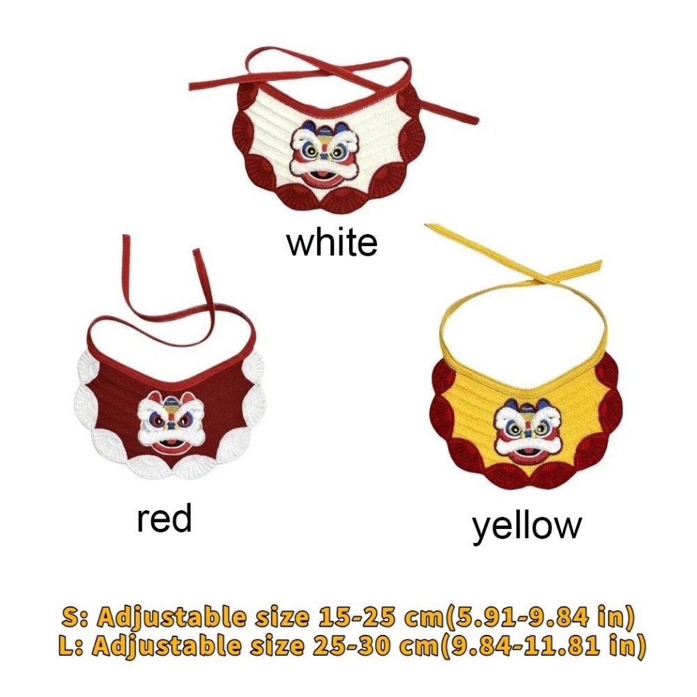 Embroidery Cat Knitted Drool Towel Cartoon New Year Cat Scarf Dog Drool Bib  Horse Year