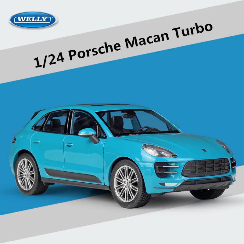 WELLY 1/24 Porsche Macan Turbo SUV Alloy Car Model Diecast Metal Toy Vehicles Car Model High Simulation Collection Children Gift