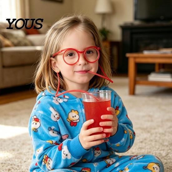Drinking Straw for Glasses Funny Straw, Creative Eyewear Tube Parties, Bendable Flexible Plastic Juice Soda Milk Tea, Novelty Gag Gift Kids