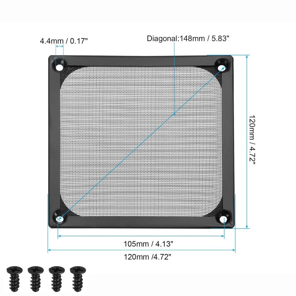 Anti Rust Computer Fan Filter Grills Aluminum with Screws Dust Cover Silver Black Dust Filter Cover Computer Cooling
