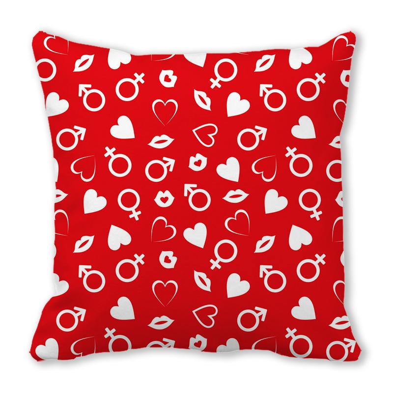 Home Decor Red Heart Patterns: Love themed Pillow Covers Pattern Cushion Cover Suitable for Sofa Bedroom Car Pillow Cover