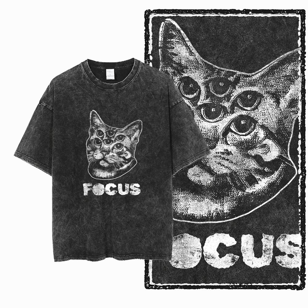 COOLMIND DB Katze Bedrucktes Baumwoll-Säuregewaschenes Exklusives Grafik-Unisex-T-Shirt Cooles Streetwear Herren T-Shirts Große Größe T-Shirt für Männer