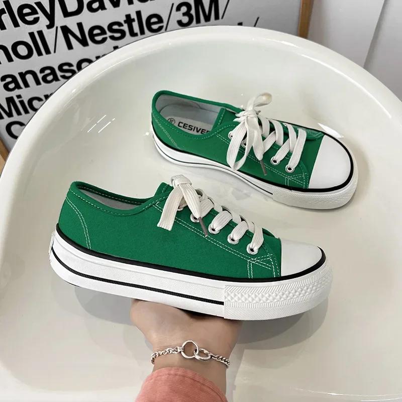 

Модные женские парусиновые туфли Женские модные летние повседневные кроссовки Студенческая повседневная обувь Женские вулканизированные туфли Маленькая парная обувь Скейтборд 35 зелёный