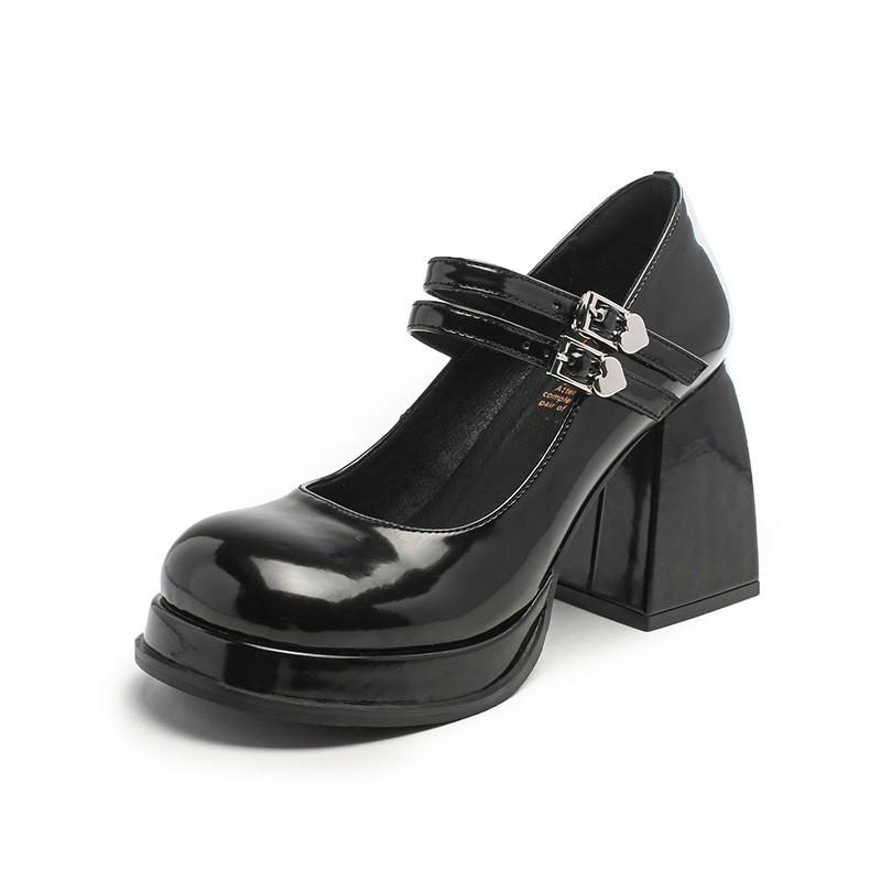 

French-style Mary Jane Shoes Women s New Thick-soled Temperament Small High-heeled Shoes Shallow Mouth Small Leather Shoes
