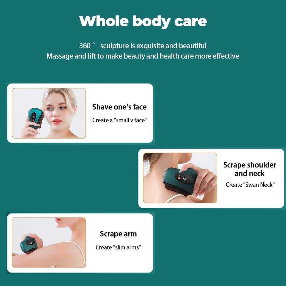 9/12 Gear Electric Guasha Massager,USB Rechargeable Heating Scraping Board for Household Travel,Portable Meridians Dredging Tool