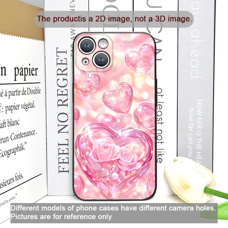 Stylish Pink Heart-Shaped Crystal Phone Case for iPhone 17 16 12 11 14 Plus 13 14 15 Pro Max 12 13 Mini X XS MAX XR Soft Covers