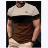 Mens Casual Color-Block Graphic Tee - Breathable Round Neck Short Sleeve Fall