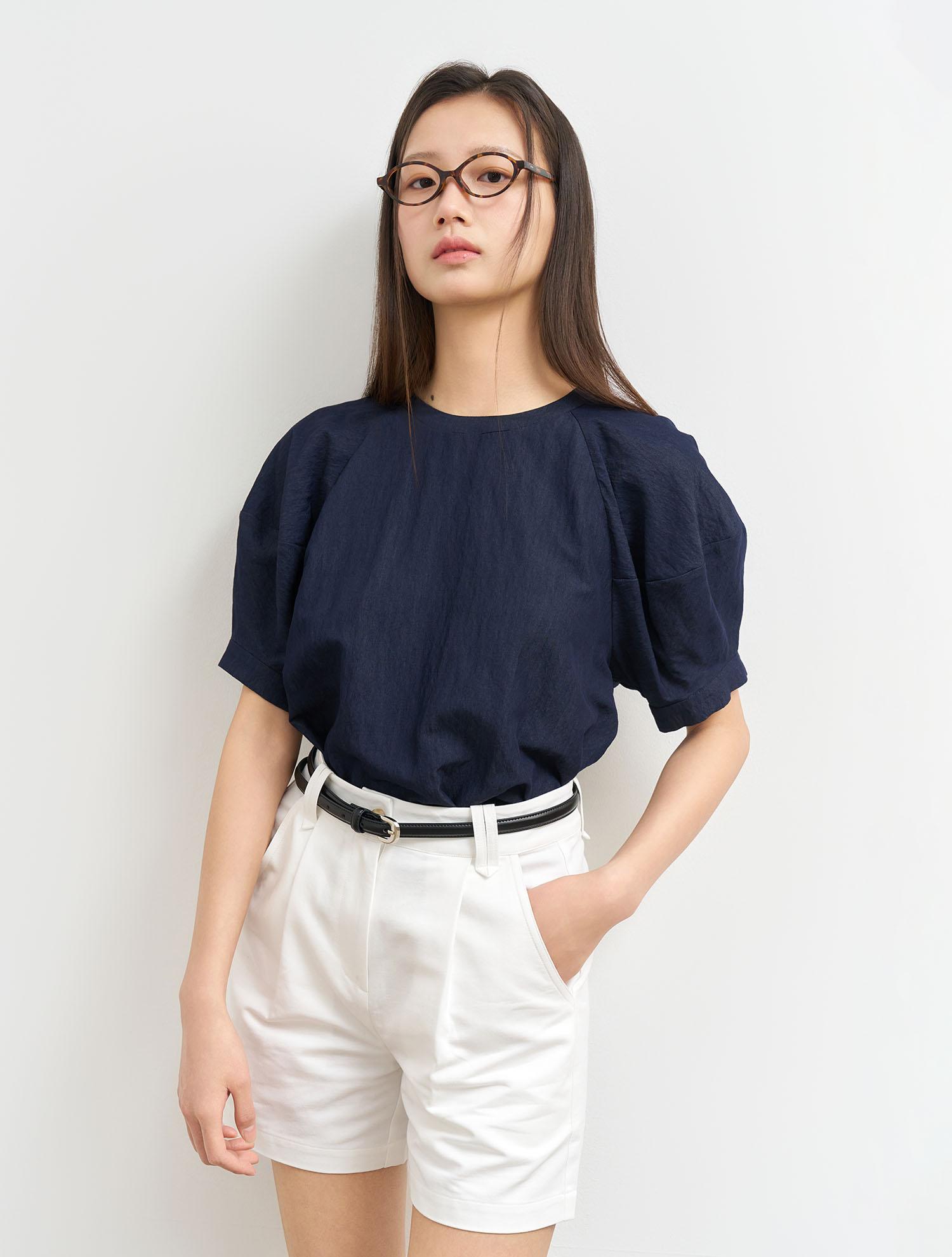 General Idea Maxi Balloon Sleeve Blouse [Dark Denim Blue] / Wbe2L03517 Dark Denim Blue/S