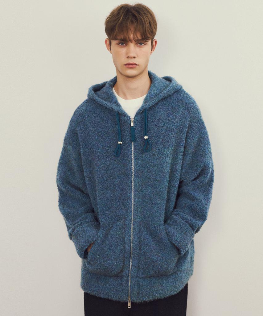 Wednesday Oasis Always Boucle Mix Wool Knit Zip-Up Hoodie 3 Colors