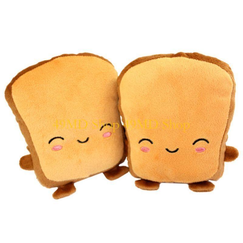 49MD Women Girls Bread Embroidery Face Hand Warmer USB Heating Half Finger Gloves Adjustable Winter Thick Plush