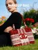 Rote Karo-Pailletten-CC-Logo-Tragetasche, Tägliche Handtasche für Kosmetik, Luxusmarken-Schönheitsaccessoire