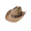 Retro Bull Head, Rivet Belt, Straw Hat, Women's and Men's Summer Visor, Rolled-brimmed Western Cowboy Top Hat