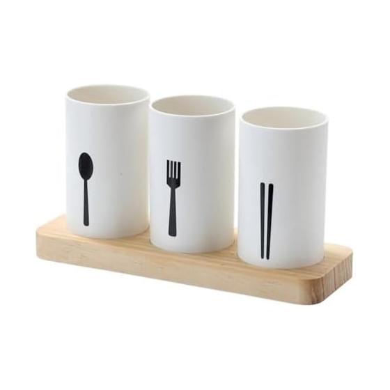 Suteki Life Chopstick Holder, Draining Rack for Spoons, Forks, Knives - 3 Piece Set, Nordic Style Kitchen Storage