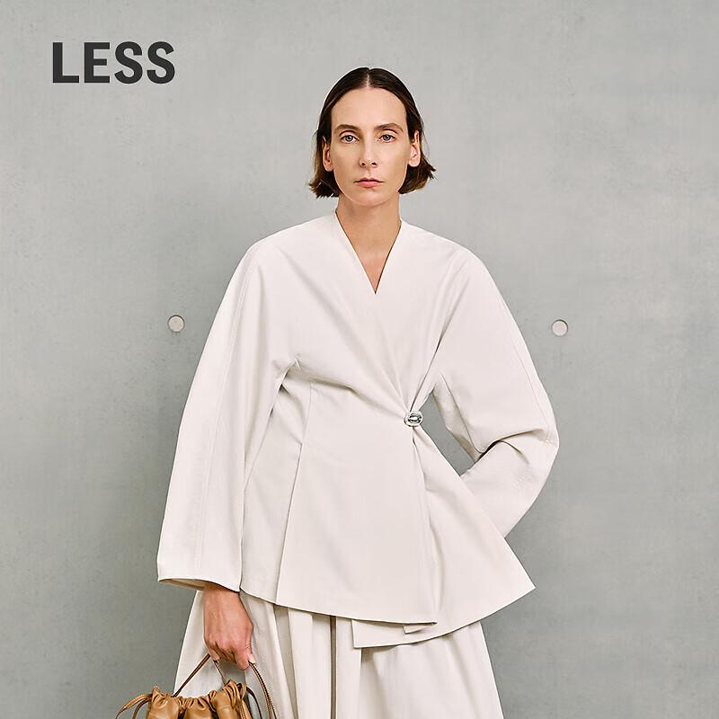 Less 2025 Spring Long Sleeve Collarless A-Line Jacket