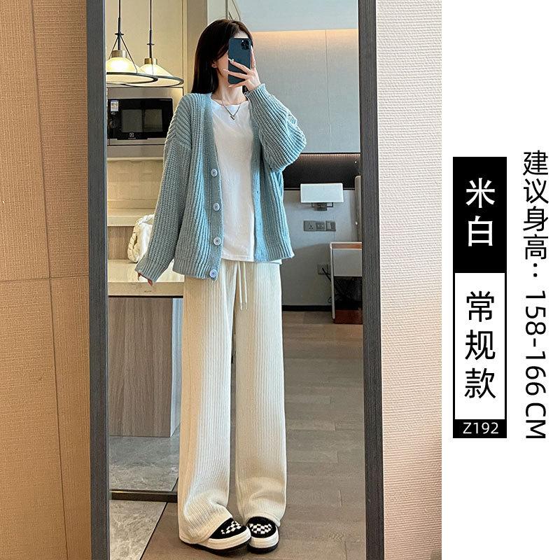 Chenier Wide-leg Pants Women's Pants Autumn and Winter New Casual Drape Black Velvet Straight Corduroy Pants