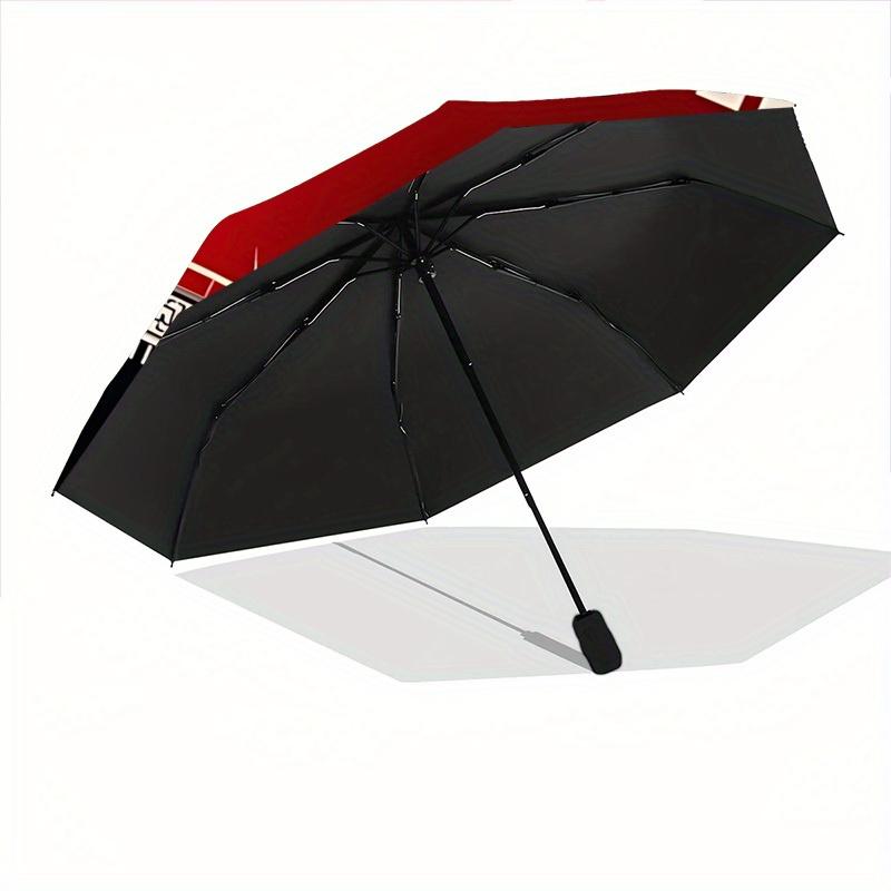 1pc RAMMSTEIN Automatic Folding Umbrella, Portable Collapsible Design, 8-Rib Iron Frame, , All-Season Casual Outdoor Accessory for Christmas Birthday
