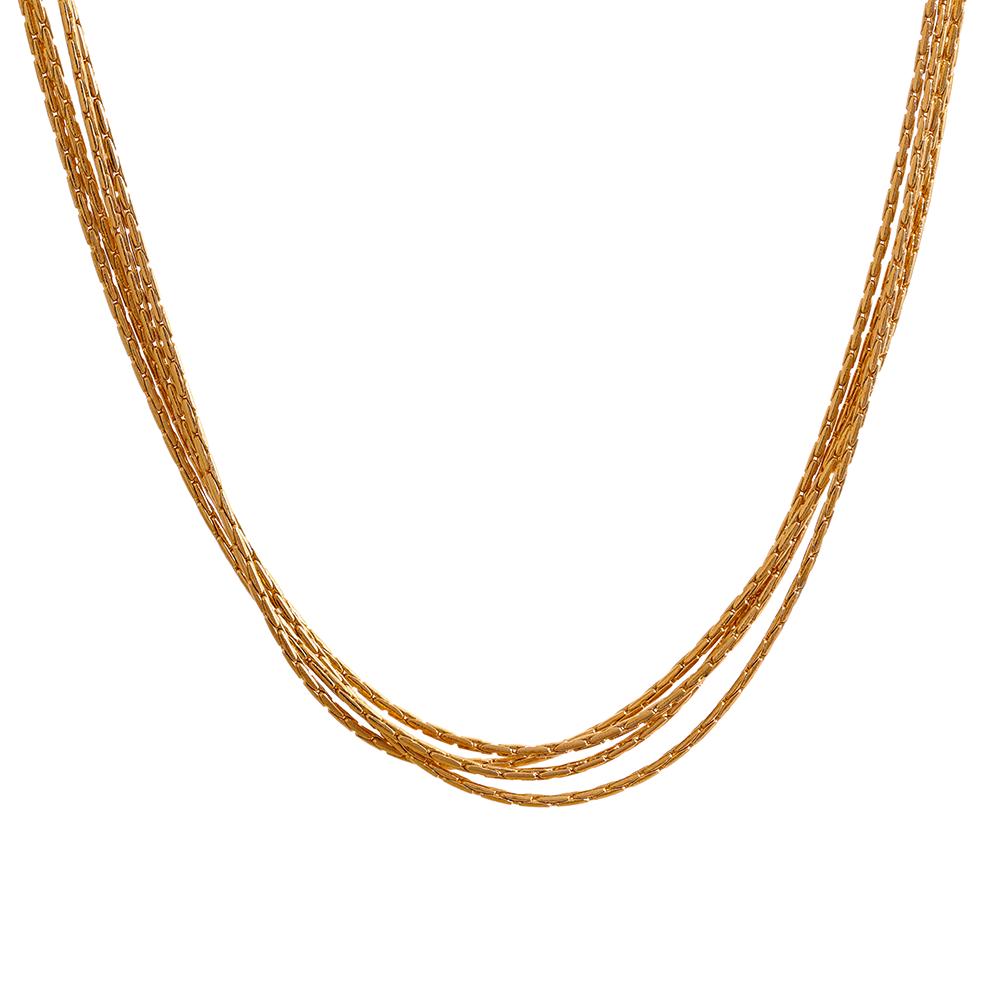 

Yhpup 4 Layered Stainless Steel Thin Chain Chic Choker Neck Necklace for Women Gold Color 18K PVD Statement Waterproof Jewelry