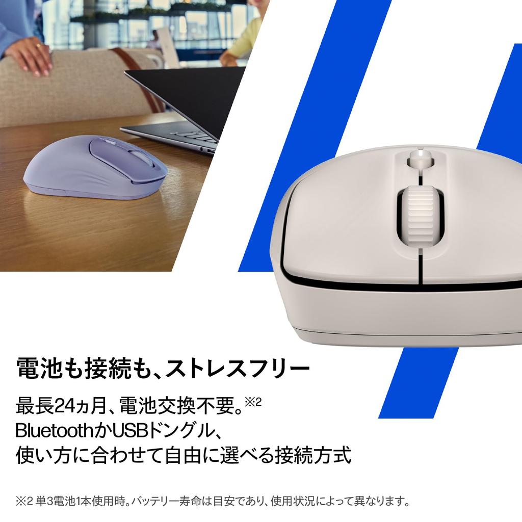 HP 400 Silent Wireless Mouse Bluetooth USB Dongle Sensor Up To 6000 Silicone Battery Life Up To 24 Ambidextrous Design Blue 2.4GHz Connection,