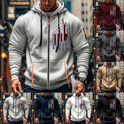 Men's Sports Casual Hoodie Hoodie Cardigan Zipper Multi-pocket Hoodie Coat
