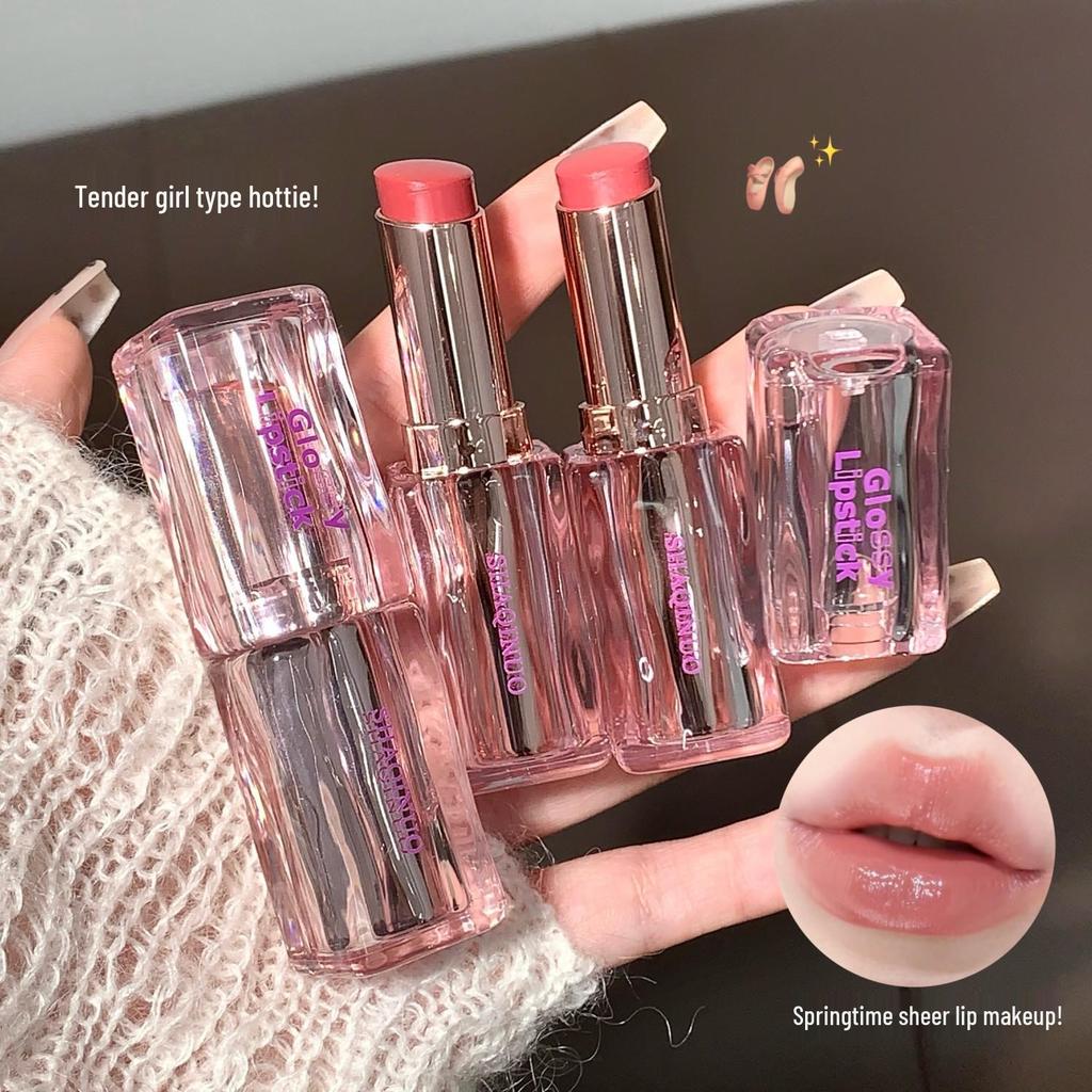 Saki Nuo Kristallklarer Glänzender Lippenstift: Langanhaltendes, reines Desire Nude Make-up mit Spiegelfinish