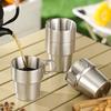 2er-Pack Edelstahl Isolierbecher für Camping, klappbarer Griff, doppelwandige Kaffeetassen für Outdoor, Wandern