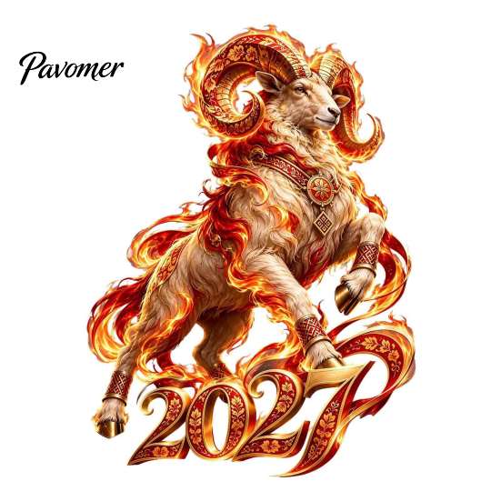 Holiday Window Art 2027 Russian New Year Flame Goat Static Glass Sticker, PVC Zodiac Sheep Cling, Red and Gold Home Decorations Stickers for