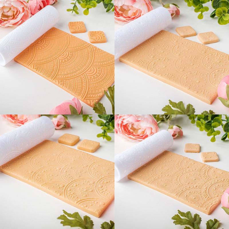 Retro Patterned Soft Pottery Texture Roller Handmade Tool Clear Pattern Easy To Use Making Pendant Earrings DIY Clay Fondant