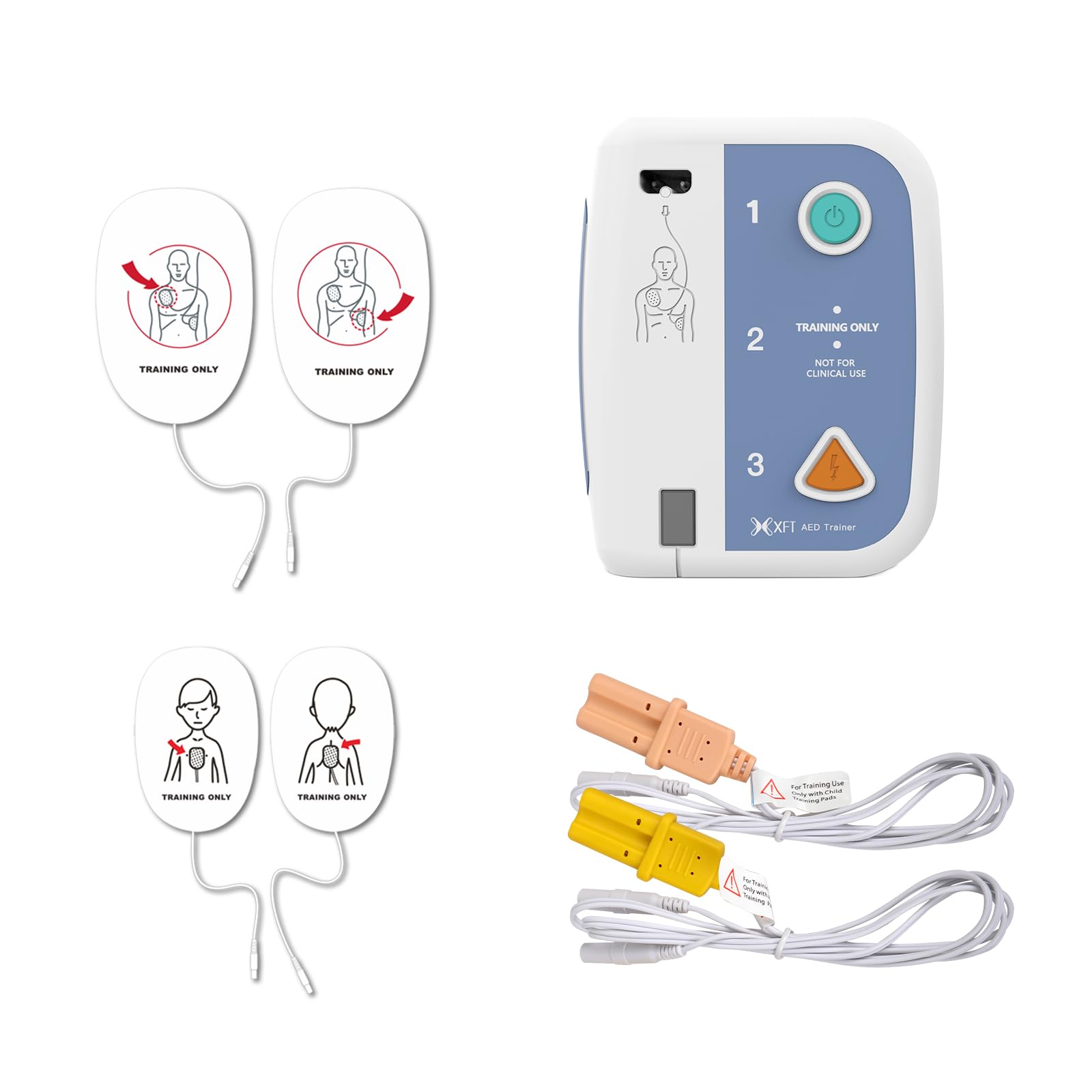 XFT Portable AED Trainer Kit CPR Instruction AED Device Voice 10 Defibrillator First Aid Trainer Unit, Japanese/English Prompts, Scenarios, XFT-120C+