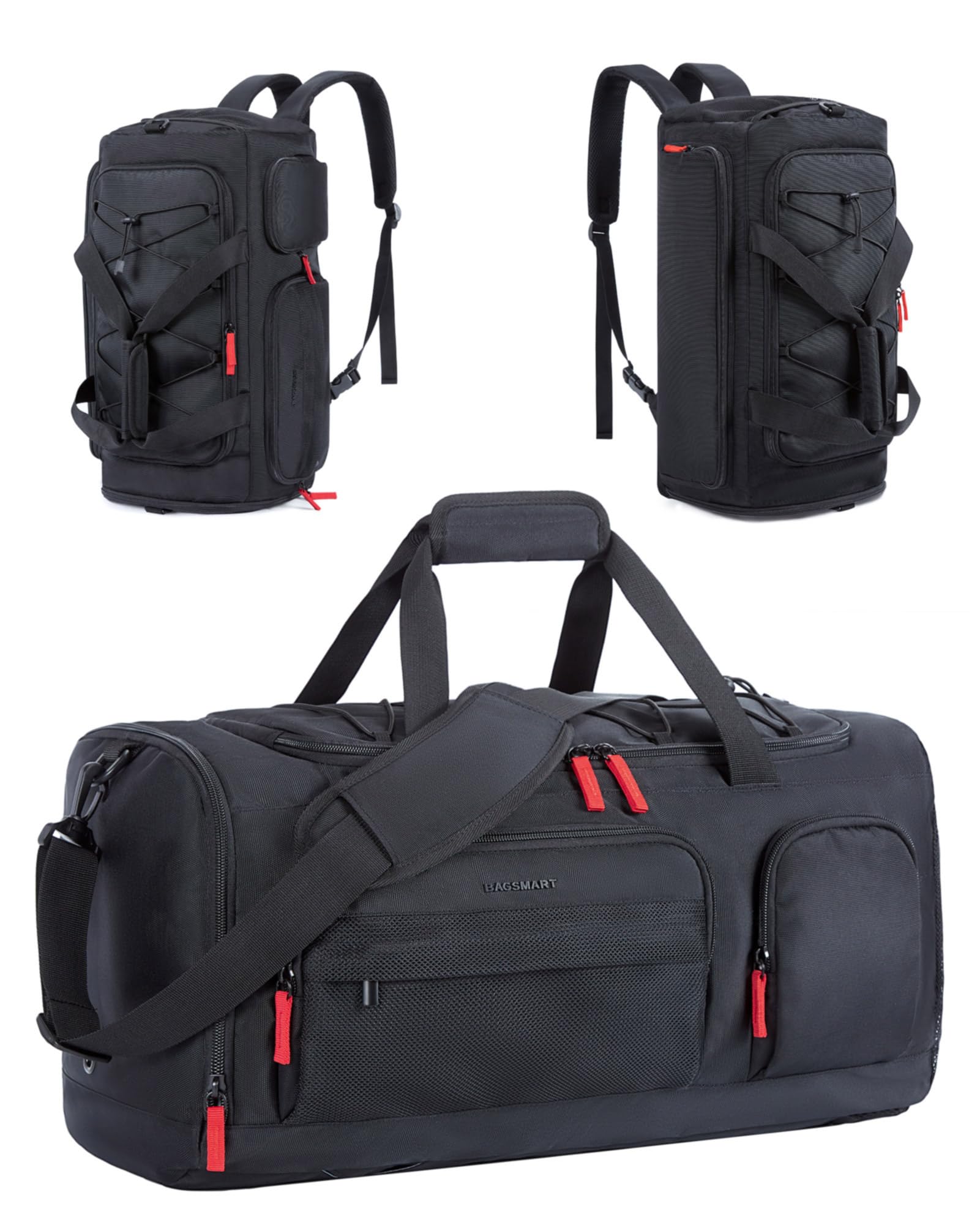 

BAGSMART Boston Travel Sports Travel Gym Large Shoe School Water Shoulder Black Bag, Bag, Bag, Bag, Bag, Capacity, Storage, Trip, Repellent,