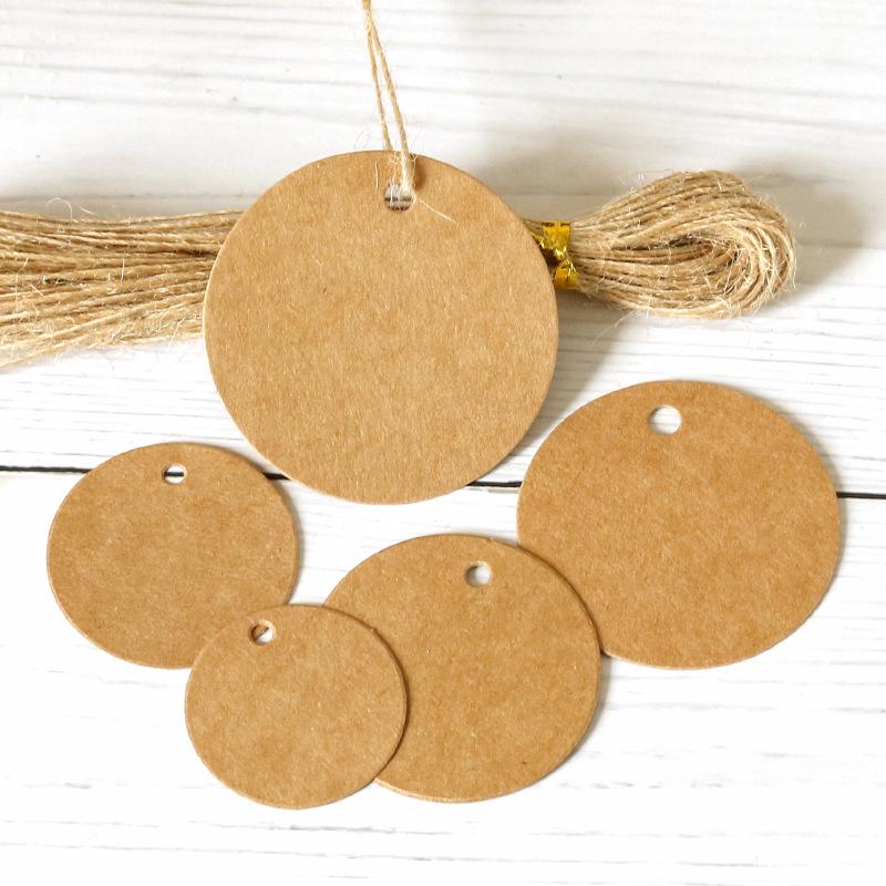 Vintage Kraft Paper Tags - Blank Round Hang Tags, DIY Graffiti Bookmarks, Message Cards (100 Pieces)