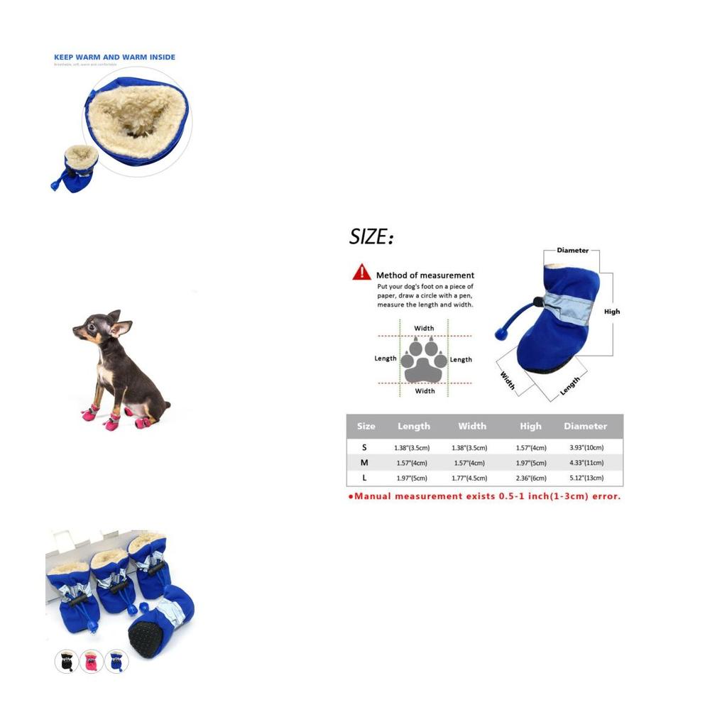 Zapatos Botas Reflectantes Antideslizantes de Calidad Premium para Perros, 4 Piezas, Diseño Impermeable Acolchado de Forro Polar Suave