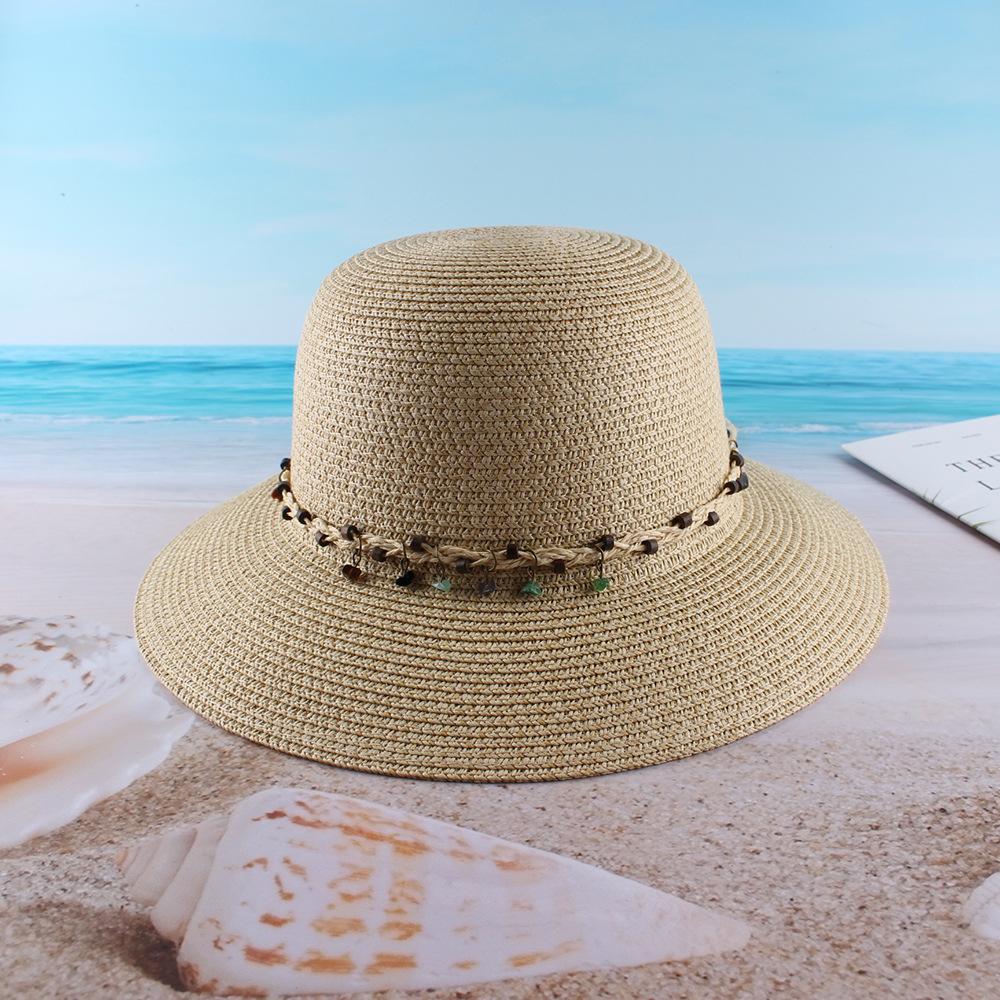 Summer Fashion Straw Dome Bucket Hat Seaside Vacation Sunscreen Sunshade Beach Hat Women's Straw Hat Customization