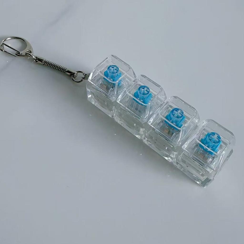 Creative Press Mechanical Keyboard With Lamp Decompression Artifact Personalized Keychain Vent Toy Transparent Schoolbag Buckle
