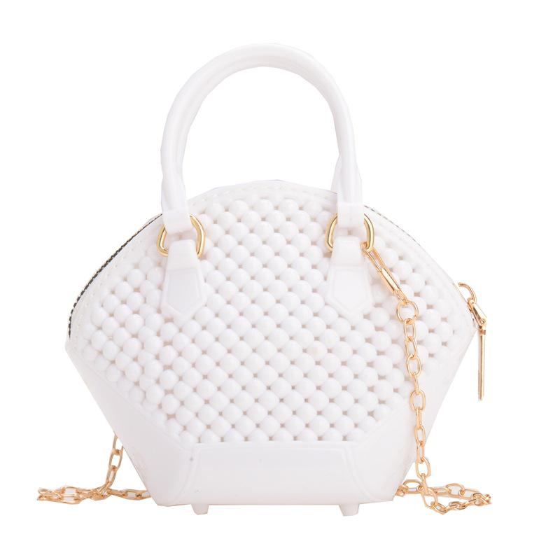 

Летняя мода женская сумка кроссбоди из желе с цепочкой и дизайном ракушки с жемчугом белый