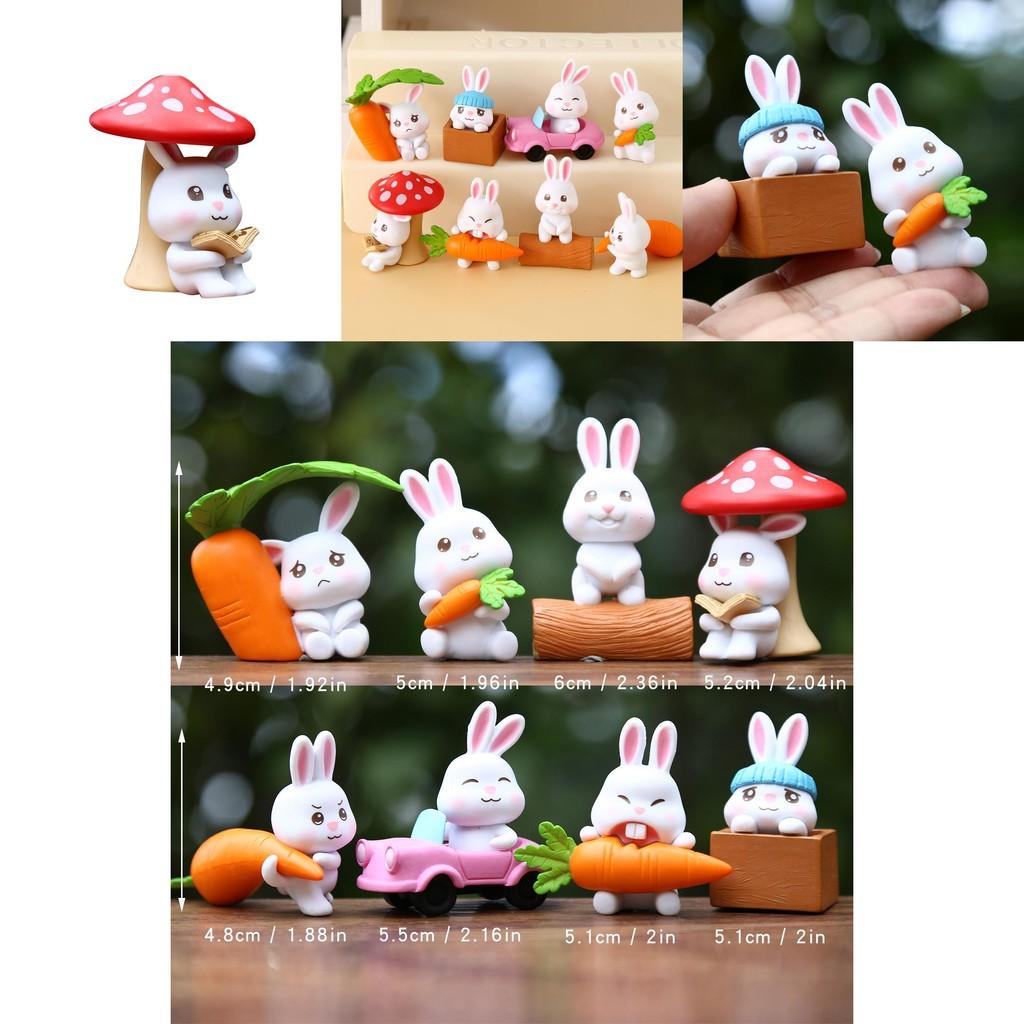 Mignon Carotte Champignon Dessin Animé Lapin Mini Modèle Décoration de Bureau Ensemble d'Ornements Pour Enfants et Collectionneurs