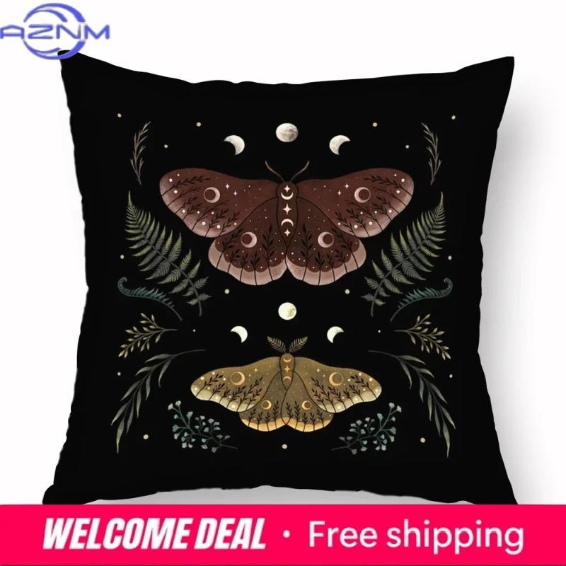 Home Decor Halloween-Themed Moon And Witch Pillowcases Pattern Cushion Cover Suitable For Sofa Bedroom Car Pillow Cover