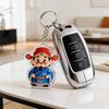 Keychain Pendant God of Wealth Charm Acrylic Double-Sided Clear National Keychain Lucky Yuanbao Decoration